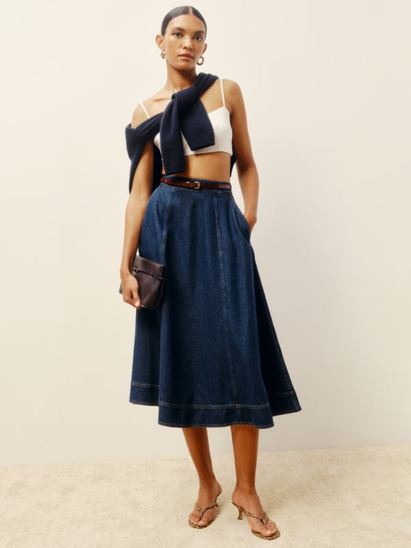 Delilah Denim Midi Skirt - Roosevelt